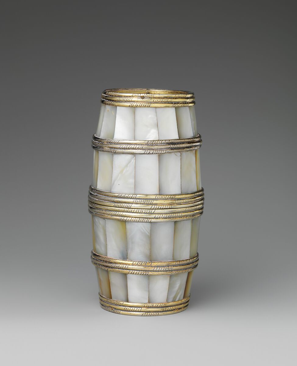 Double beaker, Georg Rühl (master 1598, died 1625), Gilded silver, mother-of-pearl, German, Nuremberg