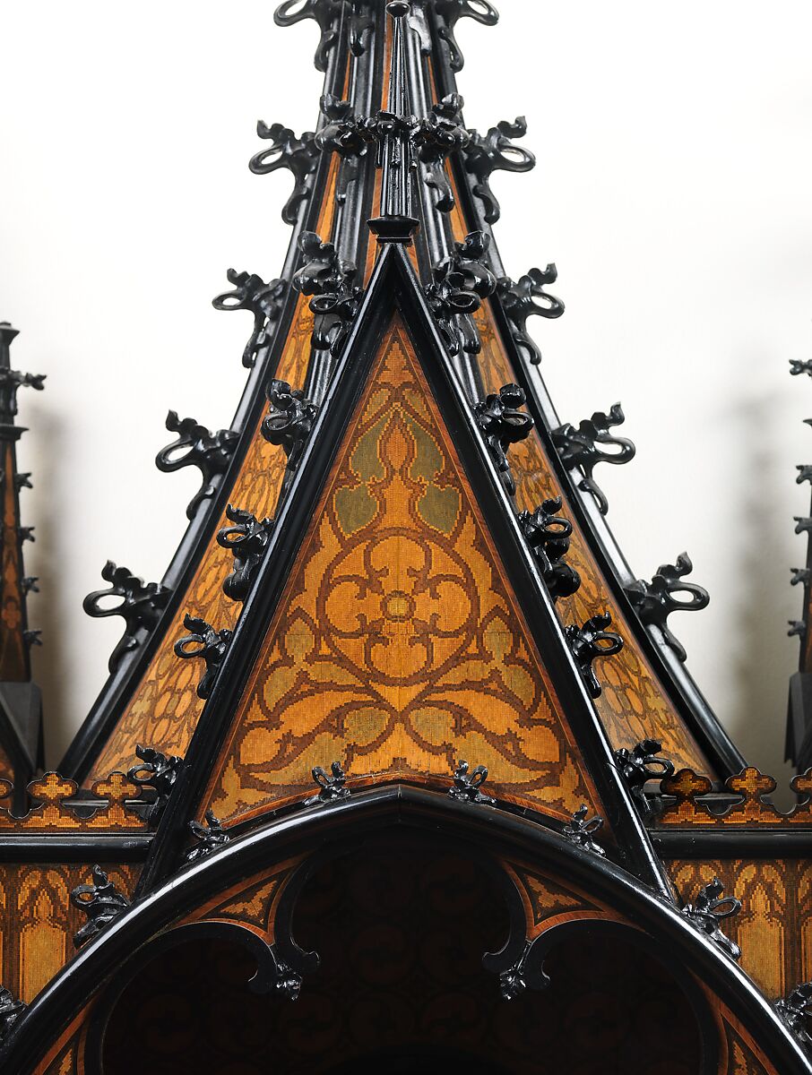 Prie-dieu, Stammer &amp; Breul (active mid-19th century), Oak and pine veneered with rosewood, tulipwood, ebony and ebonized wood, and micromosaic decoration of various natural and stained woods; modern silk-velvet; coated brass, Austrian, Vienna