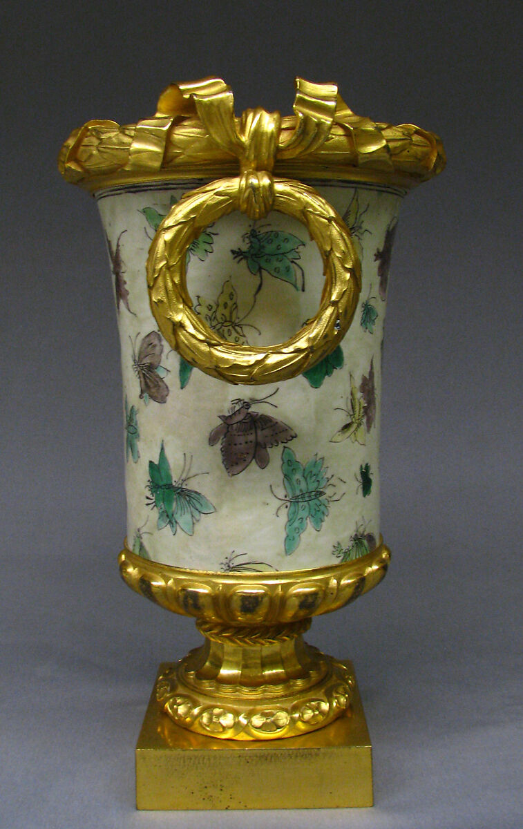 Pair of mounted vases, Chinese porcelain; gilt-bronze mounts, Chinese with French mounts