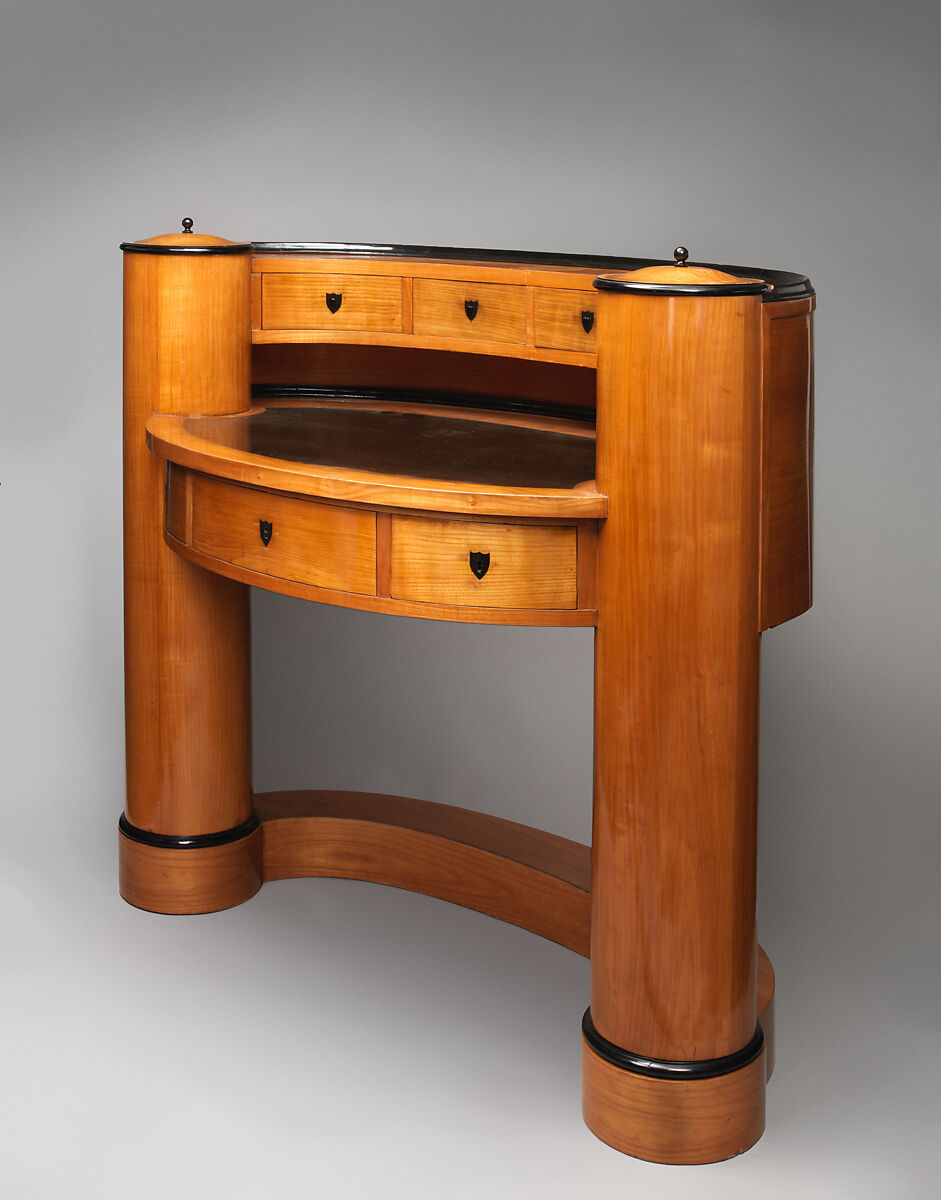 Desk, Cherry veneer and ebonized wood on pine carcass, birch secondary wood, Austrian