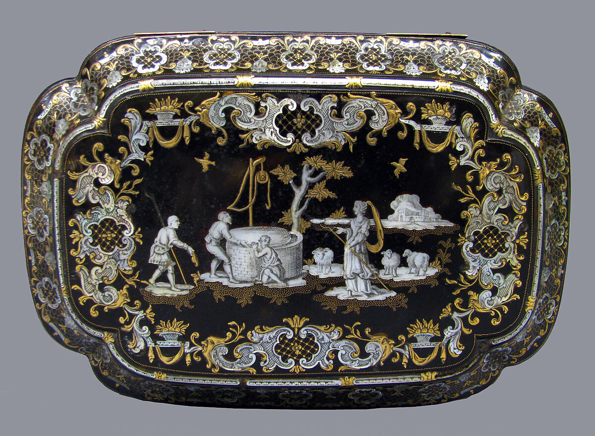 Box with Rachel Meeting Jacob at the Well, Tortoiseshell, mother-of-pearl, gold, Italian, Naples