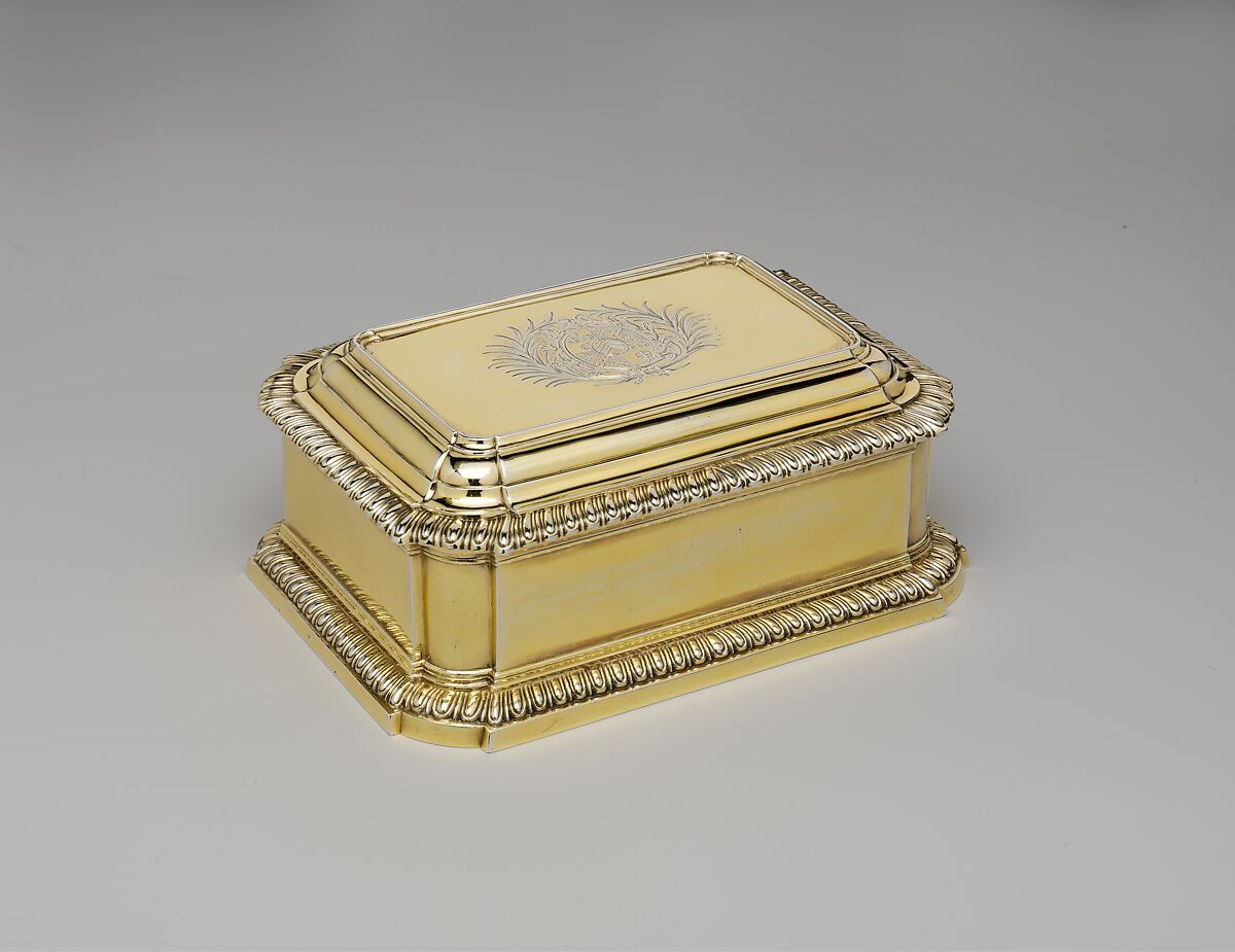 Box (one of a pair) (part of a set), John Parker (British, active 1759–77), Silver gilt, British, London 