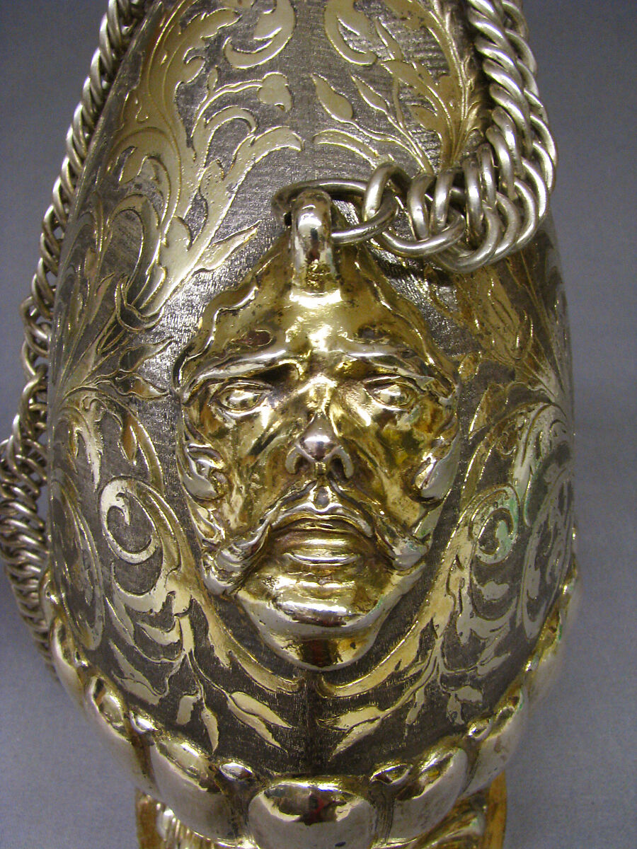 Pilgrim flask, I.P.S., Parcel gilt, German, Leipzig