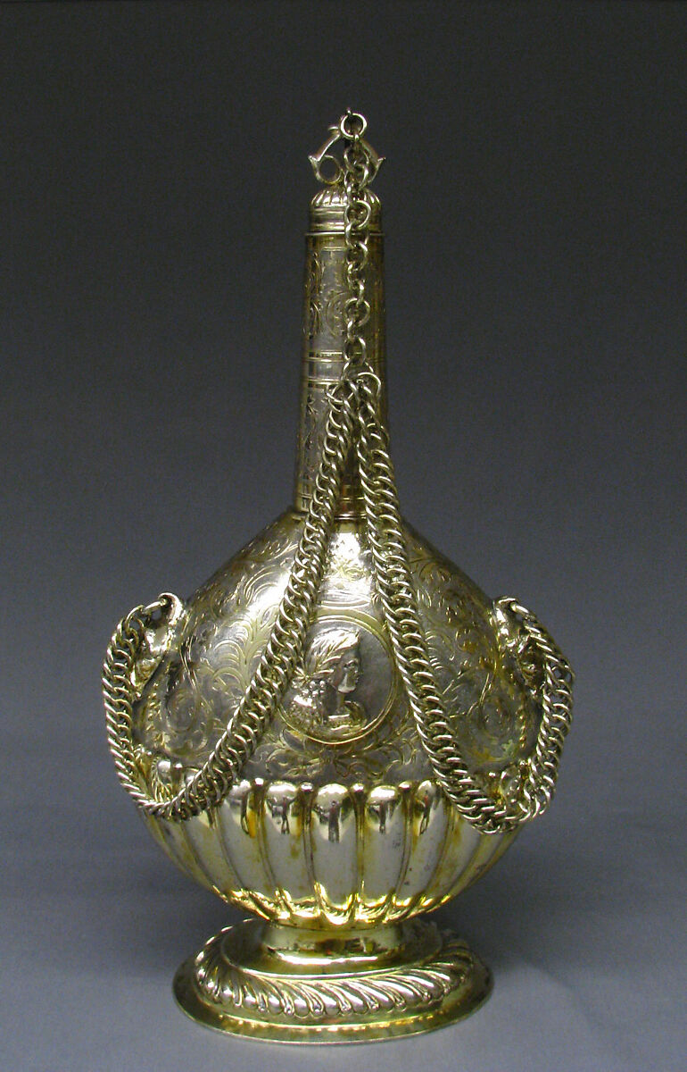 Pilgrim flask, I.P.S., Silver, silver-gilt, German, Leipzig 