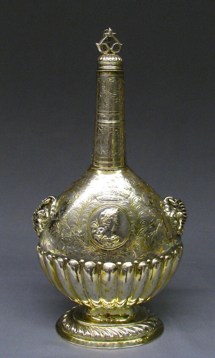 Pilgrim flask, I.P.S., Silver, silver-gilt, German, Leipzig
