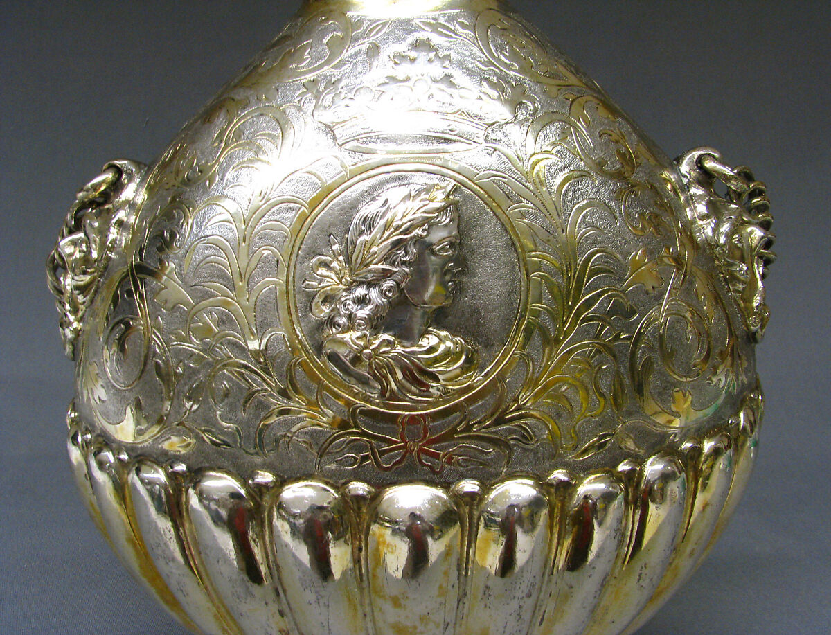 Pilgrim flask, I.P.S., Silver, silver-gilt, German, Leipzig