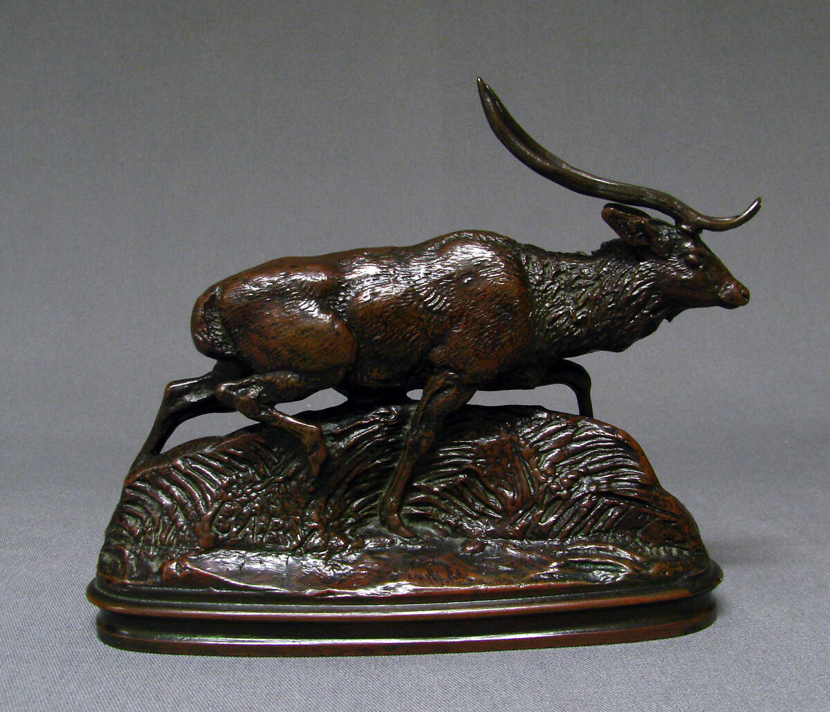 Java Deer (second version), Antoine-Louis Barye (French, Paris 1795–1875 Paris), Bronze, French 