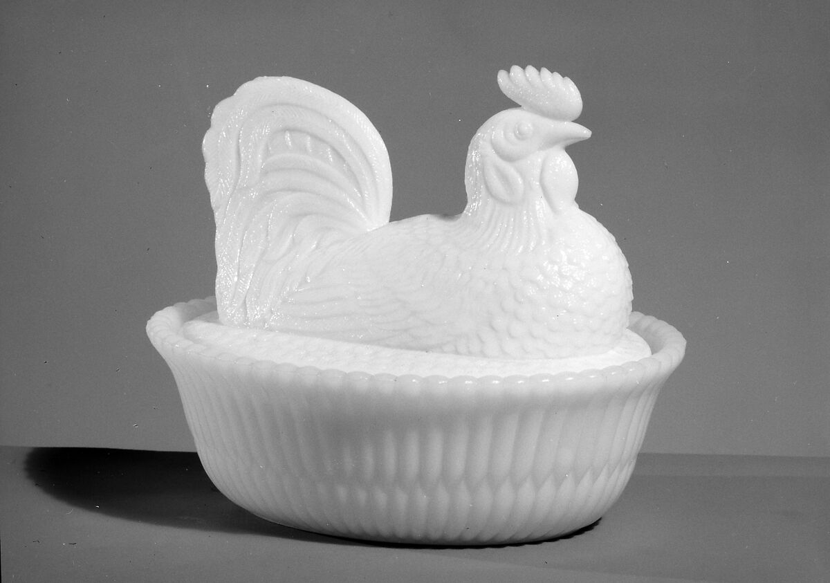 Figure Dish, McKee and Brothers (1856–89), Pressed opaque white glass, American 