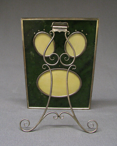 Picture frame, House of Carl Fabergé, Nephrite, silver mounts, Russian, St. Petersburg