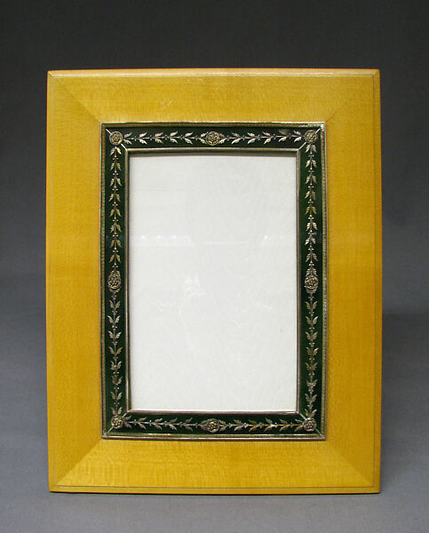 Picture frame, House of Carl Fabergé, Nephrite, birchwood, silver mounts, Russian, St. Petersburg 