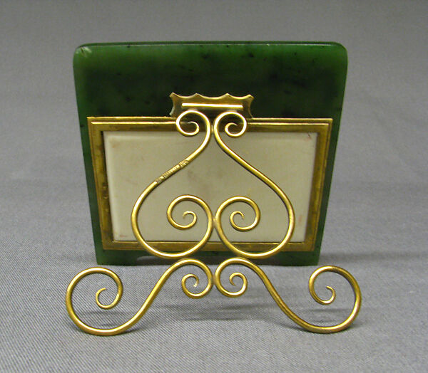 Picture frame, House of Carl Fabergé, Nephrite, gold, ruby, Russian, St. Petersburg