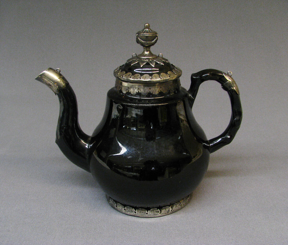 Teapot, Lead-glazed (black) pottery, French 