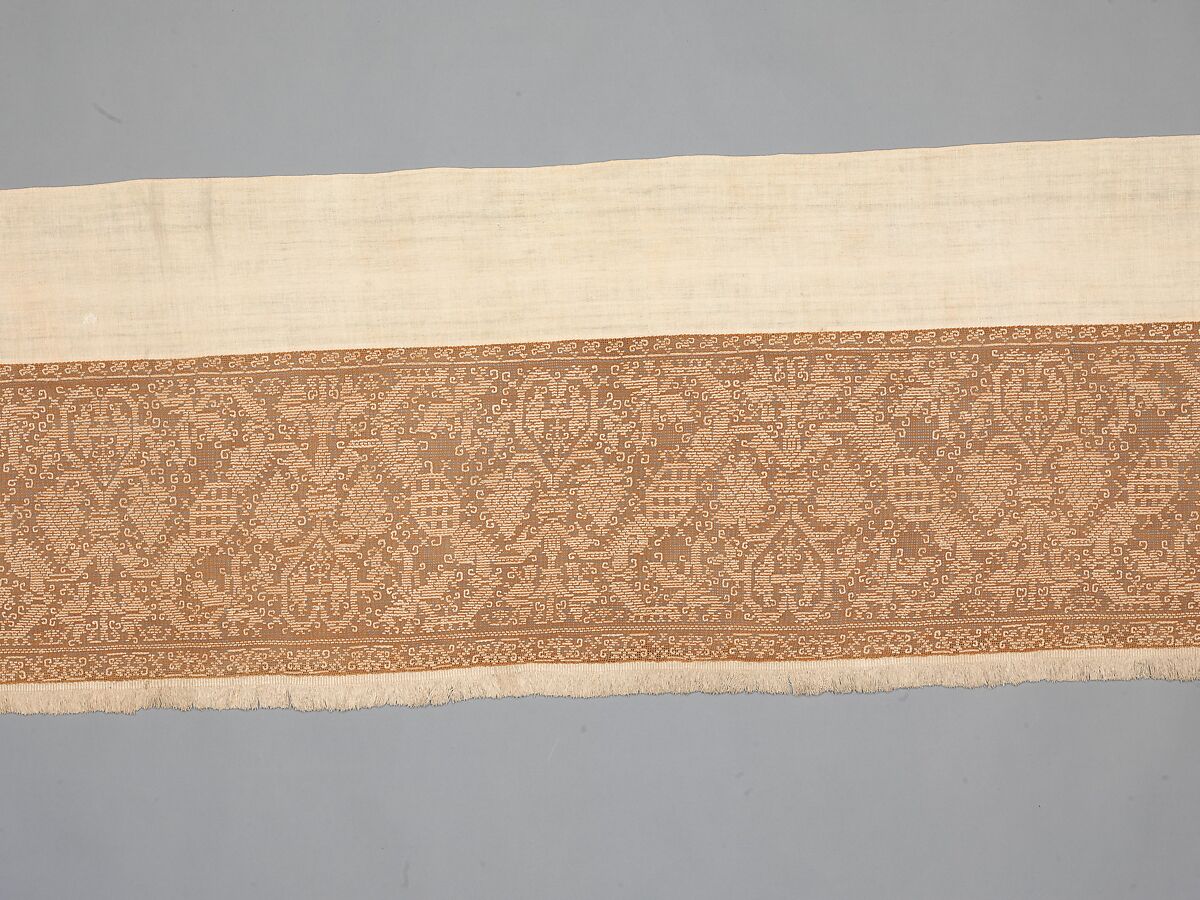 Valance, Embroidered net, buratto, linen, Italian