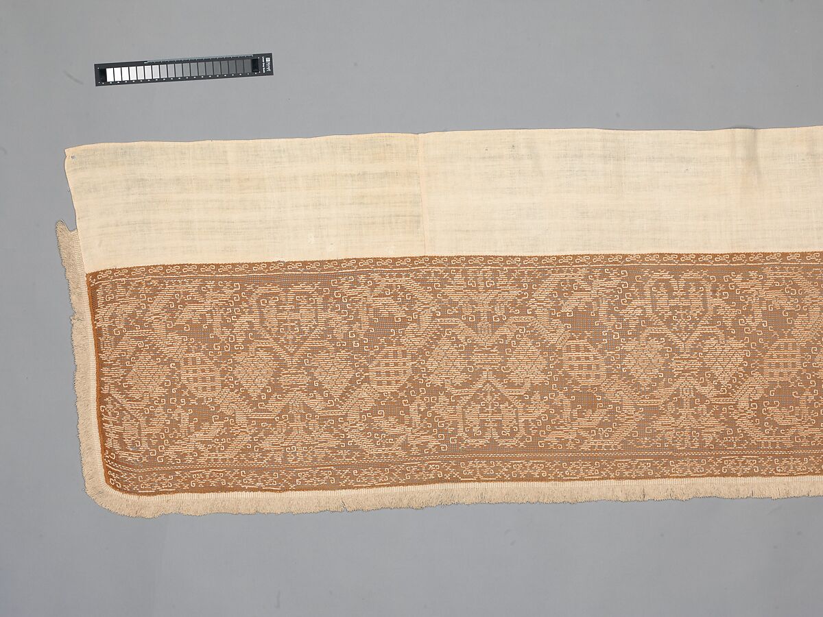 Valance, Embroidered net, buratto, linen, Italian