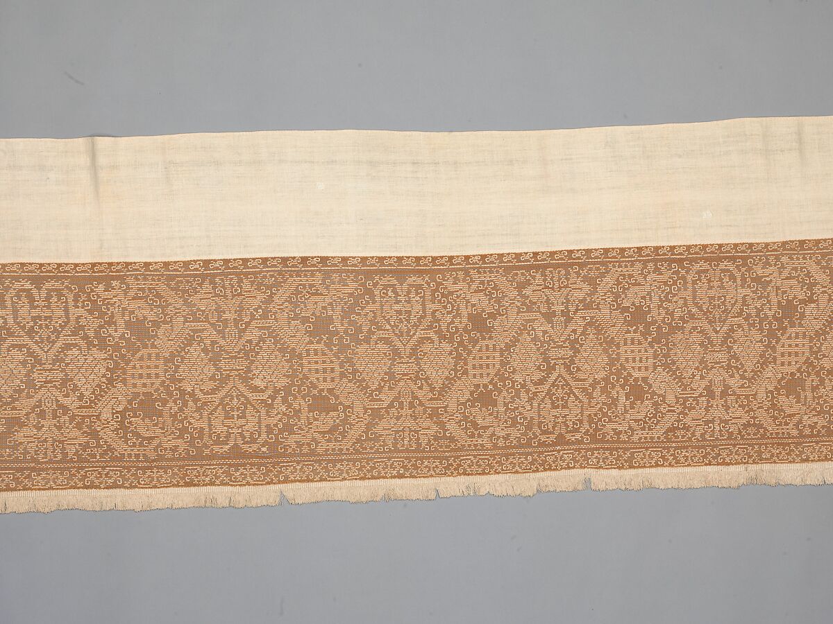 Valance, Embroidered net, buratto, linen, Italian