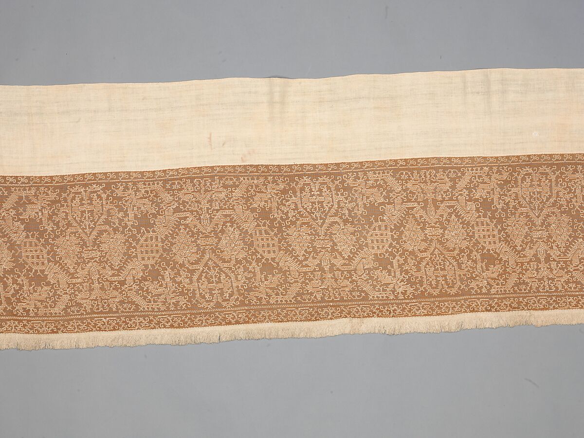Valance, Embroidered net, buratto, linen, Italian