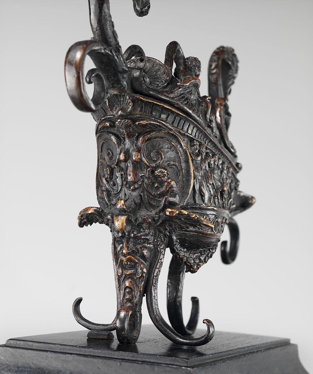 Rothschild lamp, Andrea Briosco, called Riccio (Italian, Trent 1470–1532 Padua), Bronze, on a later wood base, Italian, Padua