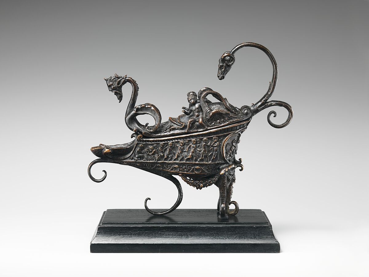 Rothschild lamp, Andrea Briosco, called Riccio (Italian, Trent 1470–1532 Padua), Bronze, on a later wood base, Italian, Padua