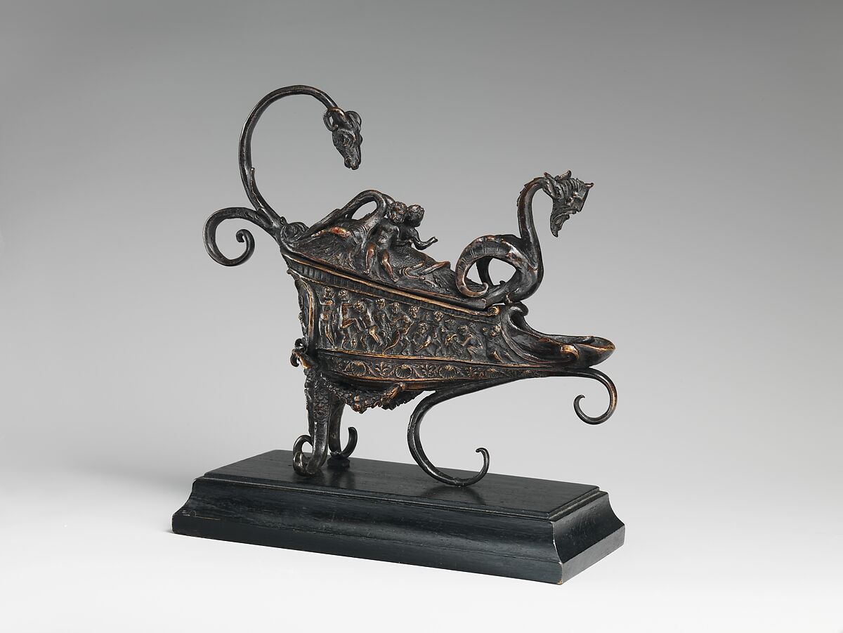 Rothschild lamp, Andrea Briosco, called Riccio (Italian, Trent 1470–1532 Padua), Bronze, on a later wood base, Italian, Padua