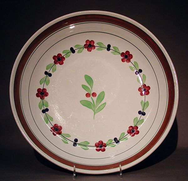 Rice dish, Lead-glazed earthenware, Dutch, Maastricht 