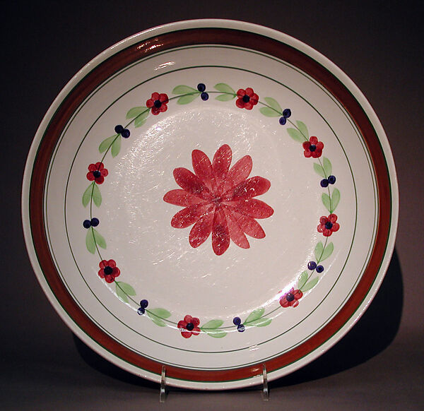 Rice dish, Lead-glazed earthenware, Dutch, Maastricht 