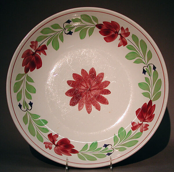 Rice dish, Lead-glazed earthenware, Dutch, Maastricht 