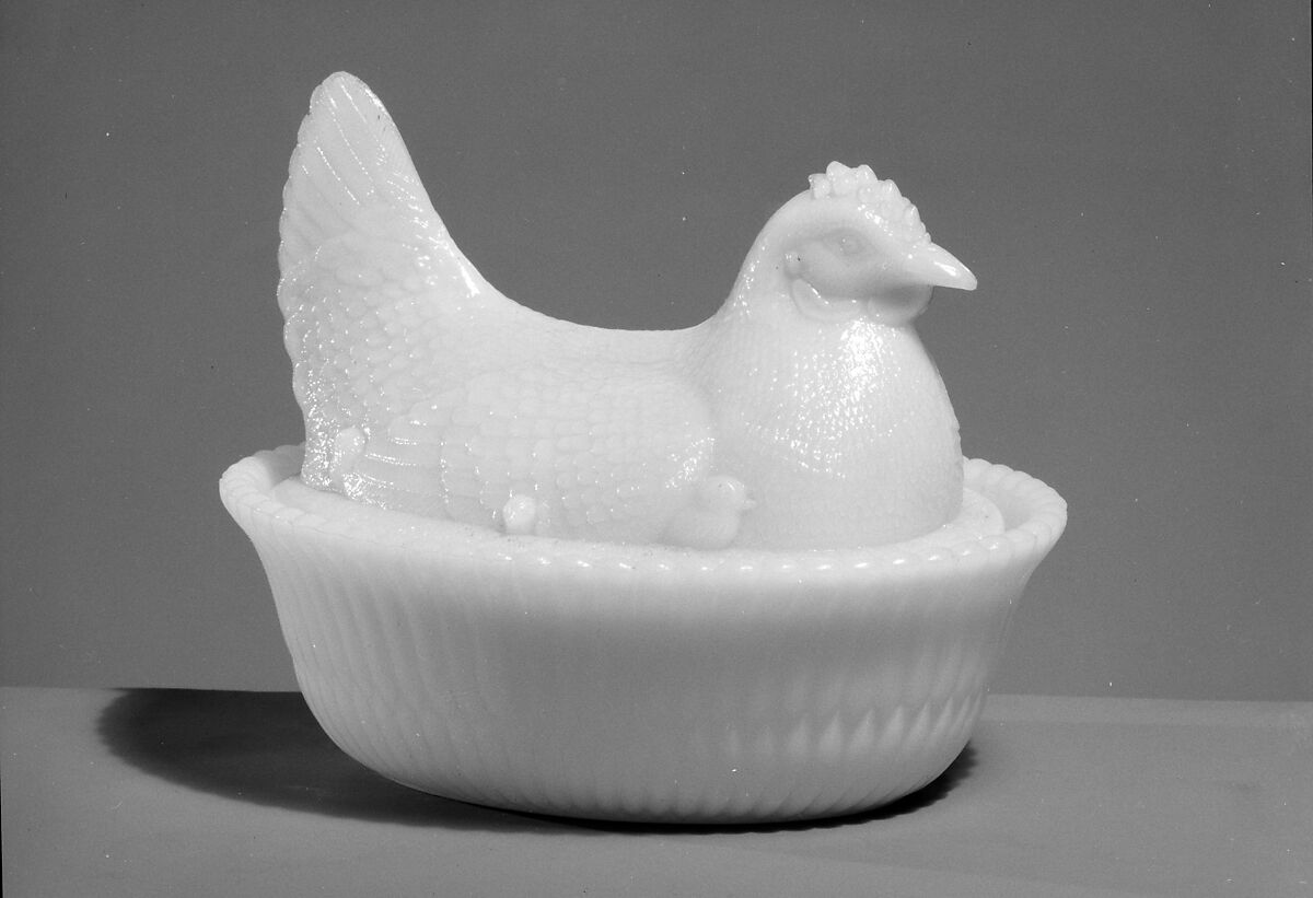 Figure Dish, McKee and Brothers (1856–89), Pressed opaque white glass, American 