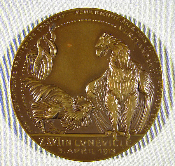 Landing of Zeppelin XVI in Lunéville, Medalist: Karl Goetz (German, 1875–1950), Bronze, German