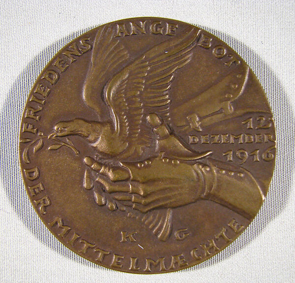 Refusal of German Peace Overtures, Medalist: Karl Goetz (German, 1875–1950), Bronze, German 