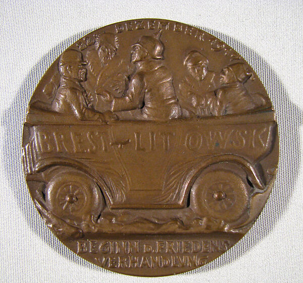Armistice on the Eastern Front, Medalist: Karl Goetz (German, 1875–1950), Bronze, German 