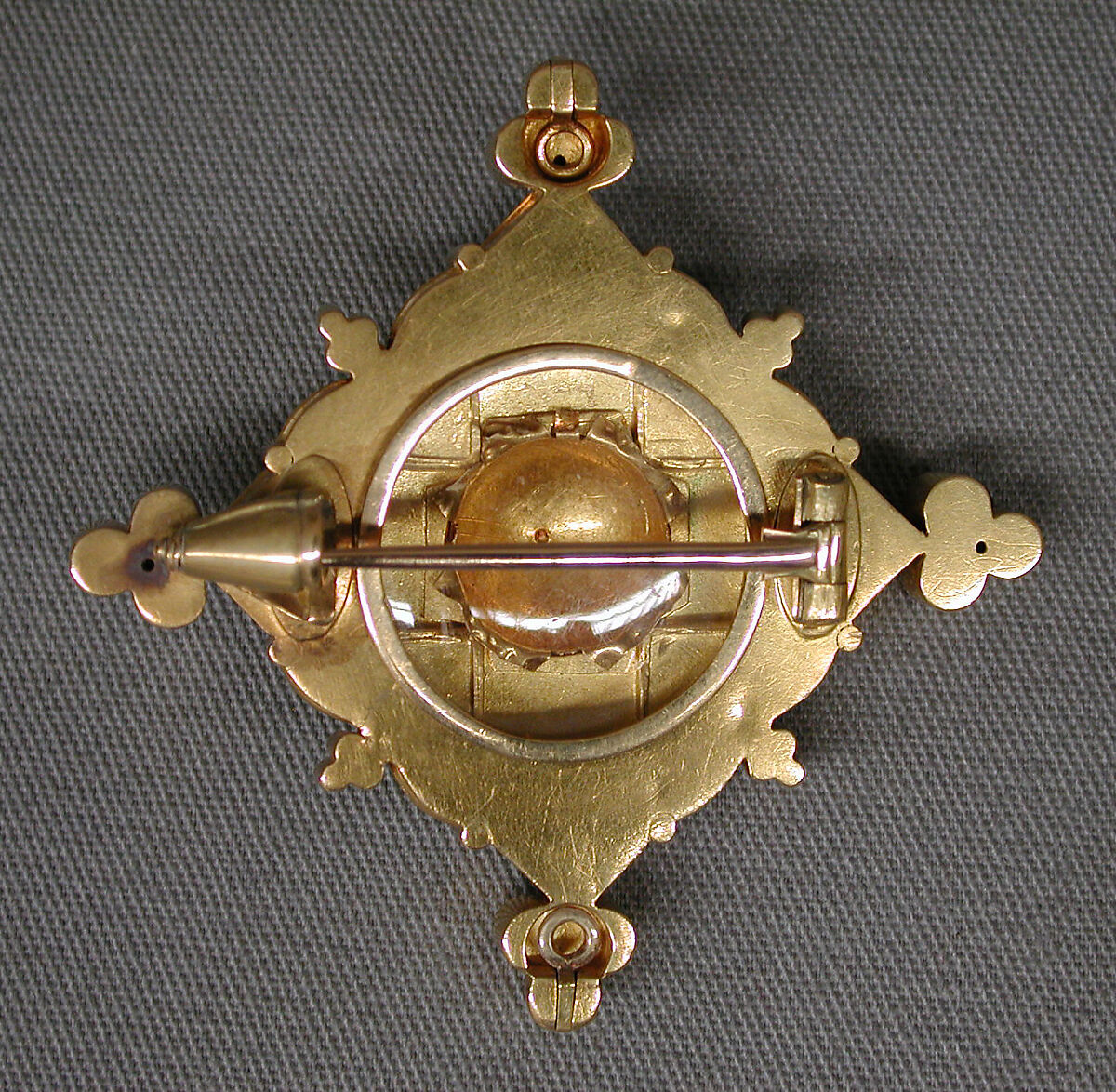 Pendant brooch in the form of a Gothic Cross, Carlo Giuliano (Italian, active England, ca. 1831–1895), Gold, British, London