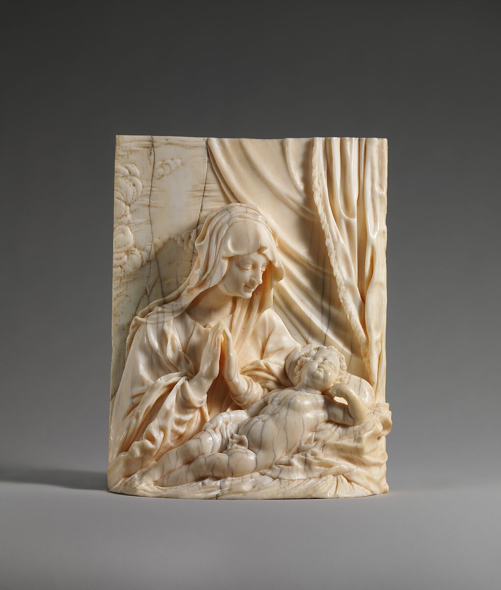 Madonna and Child, Jürgen Kriebel (1580/90 –1645), Ivory, German, Magdeburg 