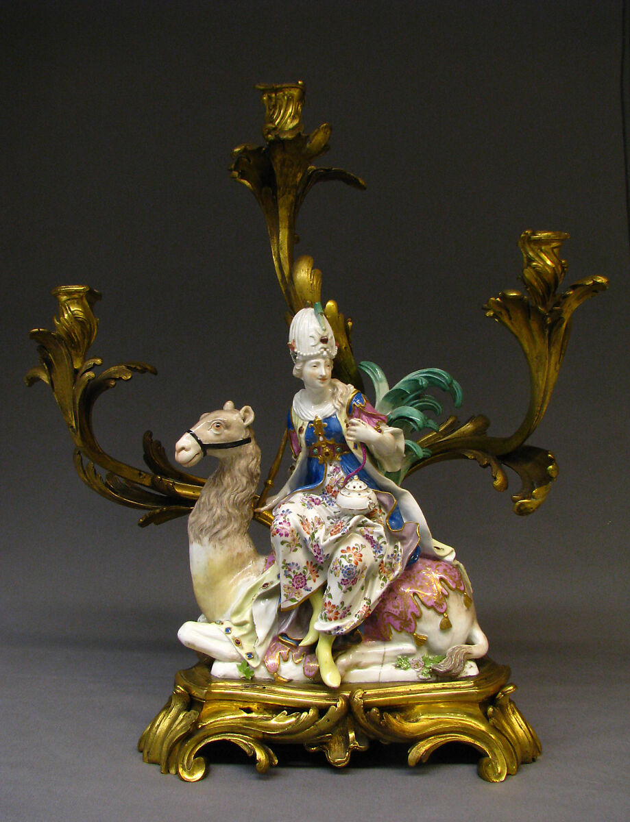 Asia (one of a pair), Meissen Manufactory (German, 1710–present), Porcelain, gilt bronze, German, Meissen 