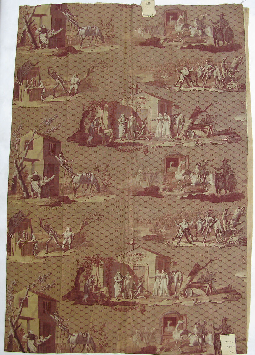 Scenes from "El ingenioso hidalgo Don Quijote de la Mancha" by Miguel de Cervantes Saavedra, Designer: François Joseph Heim (French, Belfort 1787–1865 Paris), Cotton, French 