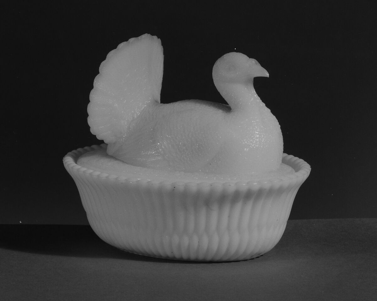 Figure Dish, McKee and Brothers (1856–89), Pressed opaque white glass, American 