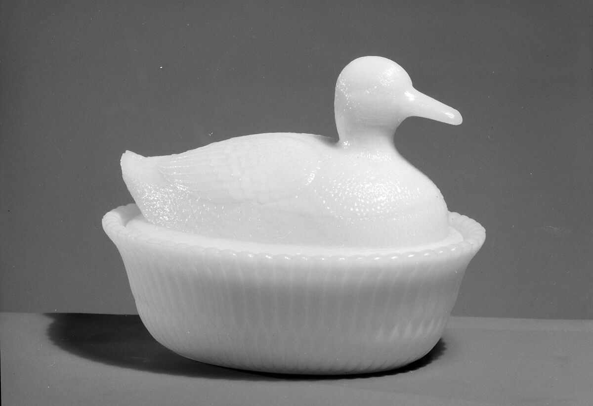 Figure Dish, McKee and Brothers (1856–89), Pressed opaque white glass, American 