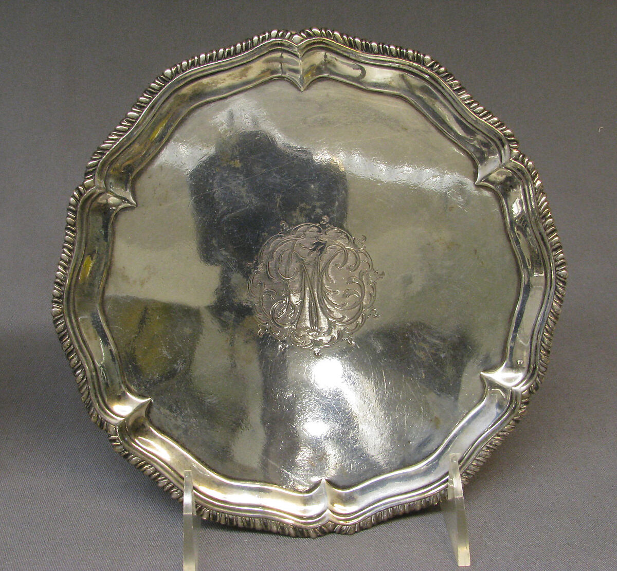 Salver (one of a pair), Probably by Thomas Hannam, Silver, British, London 