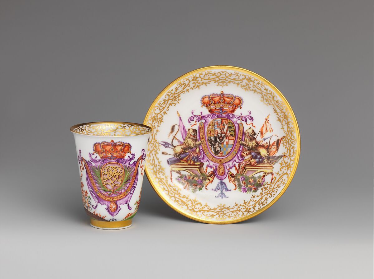 Saucer, Meissen Manufactory (German, 1710–present), Hard-paste porcelain decorated in polychrome enamels, gold, German, Meissen