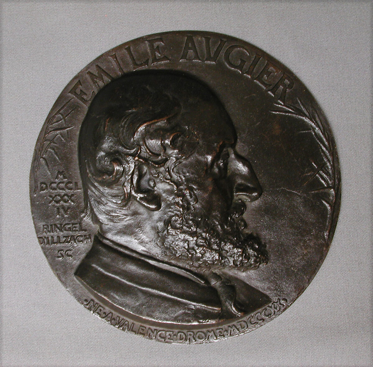 Emile Augier (1820-1889), Jean-Désiré Ringel d&#39;Illzach (Alsace 1847–1916 Strasbourg), Cast bronze with warm brown patina, French 