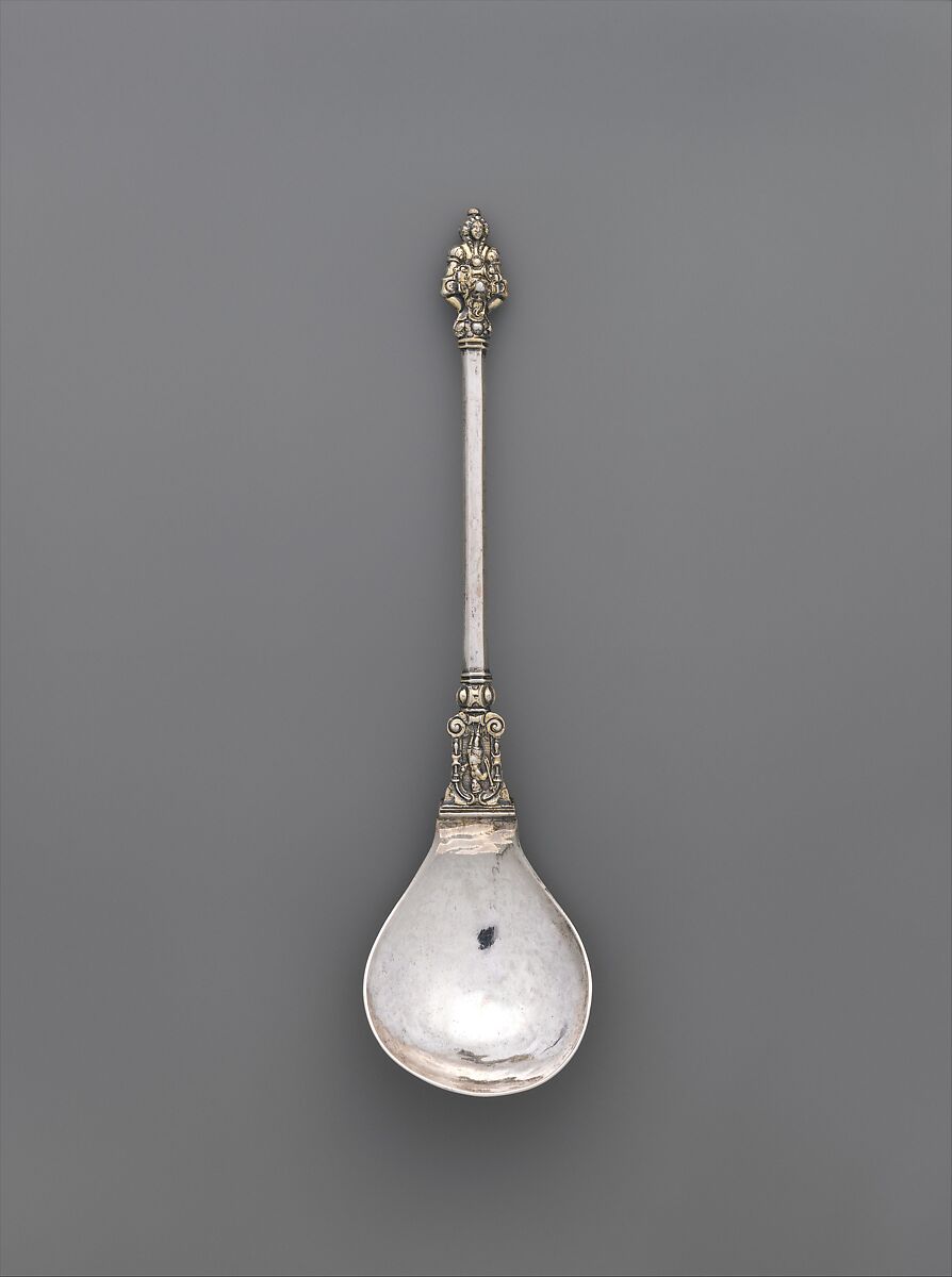 Spoon, Attributed to Sebastianus Aurifaber (recorded 1575), Silver, partly gilded, Hungarian, Lőcse 