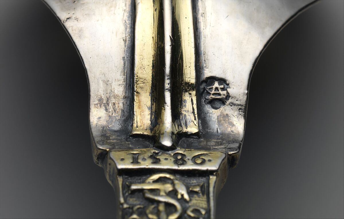 Spoon, Attributed to Sebastianus Aurifaber (recorded 1575), Silver, partly gilded, Hungarian, Lőcse