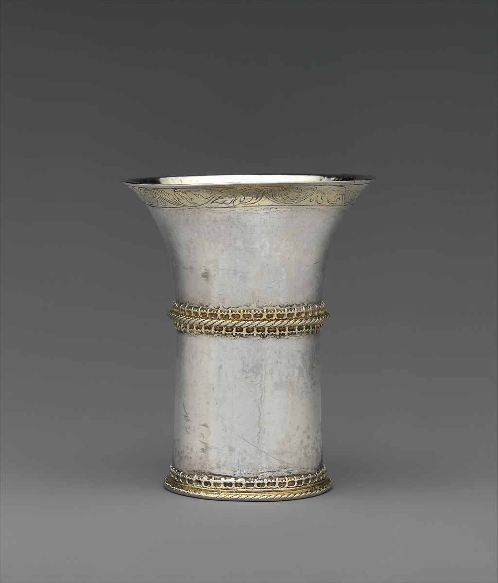 Beaker, Simon Kontz (active 1589–98), Silver, partly gilded, Hungarian, Nagyszeben 