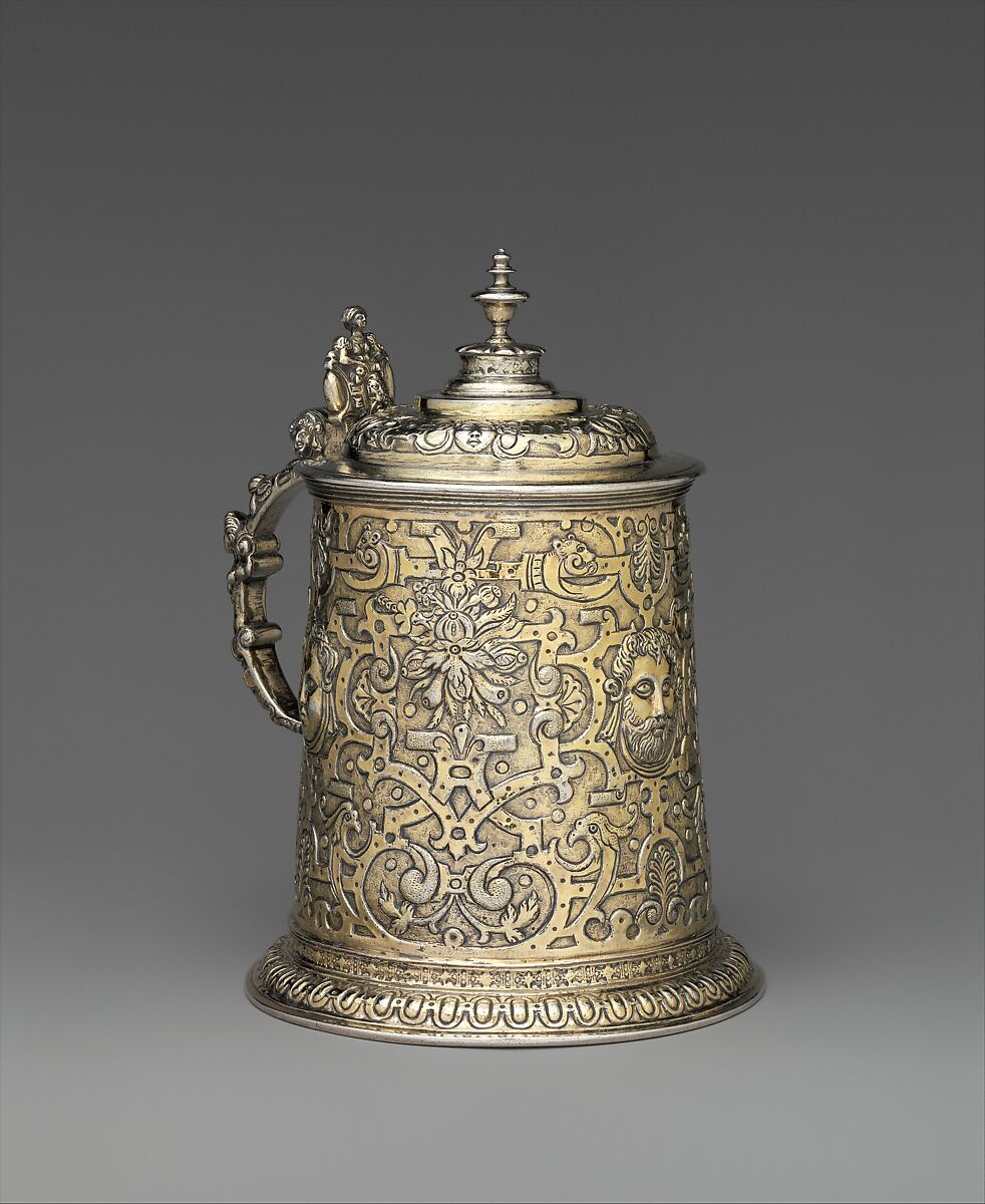 Tankard, Gregorius Gunesch (active ca. 1597), Gilded silver, Hungarian, Nagyszeben 