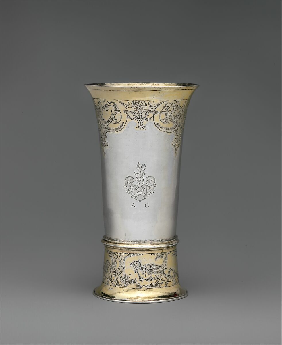 Footed beaker, Johannes (Hans) Retsch , Sr. (master 1608, died 1645), Gilded silver, Hungarian, Brassó 