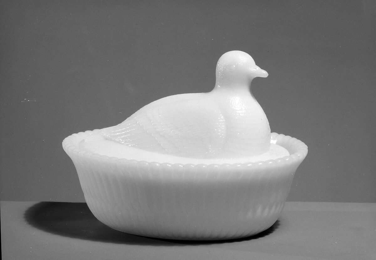 Figure Dish, McKee and Brothers (1856–89), Pressed opaque white glass, American 