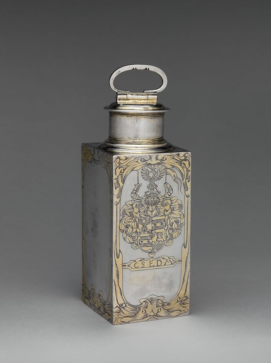 Canister, Erhardus Wüstermann (active 1612–67), Silver, partly gilded, Hungarian, Lőcse 