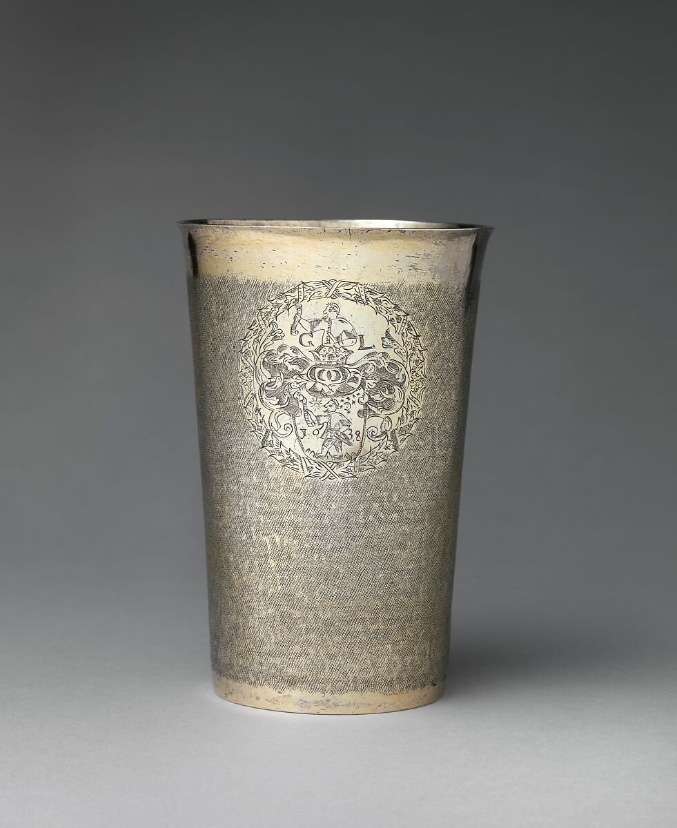 Beaker, Michael Gunterdt (active 1636–59), Gilded silver, Hungarian, Nagyszeben 