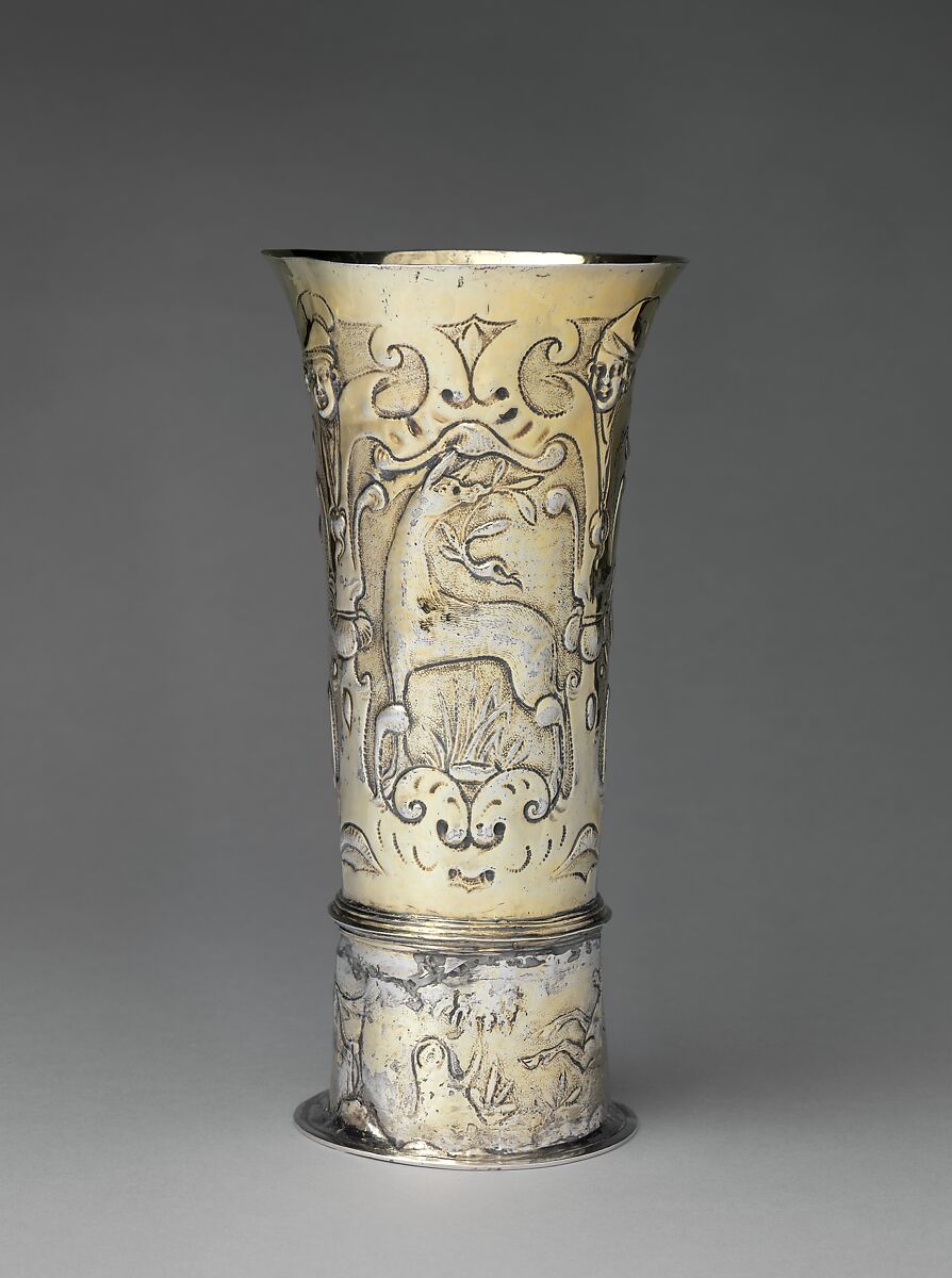 Footed beaker, Franciscus Rether (active 1634–84, master 1635), Silver, Hungarian, Brassó 