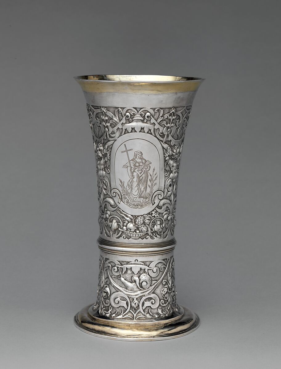 Footed beaker, Jeremias Jekel (master 1618, died 1667), Silver, partly gilded, Hungarian, Brassó 