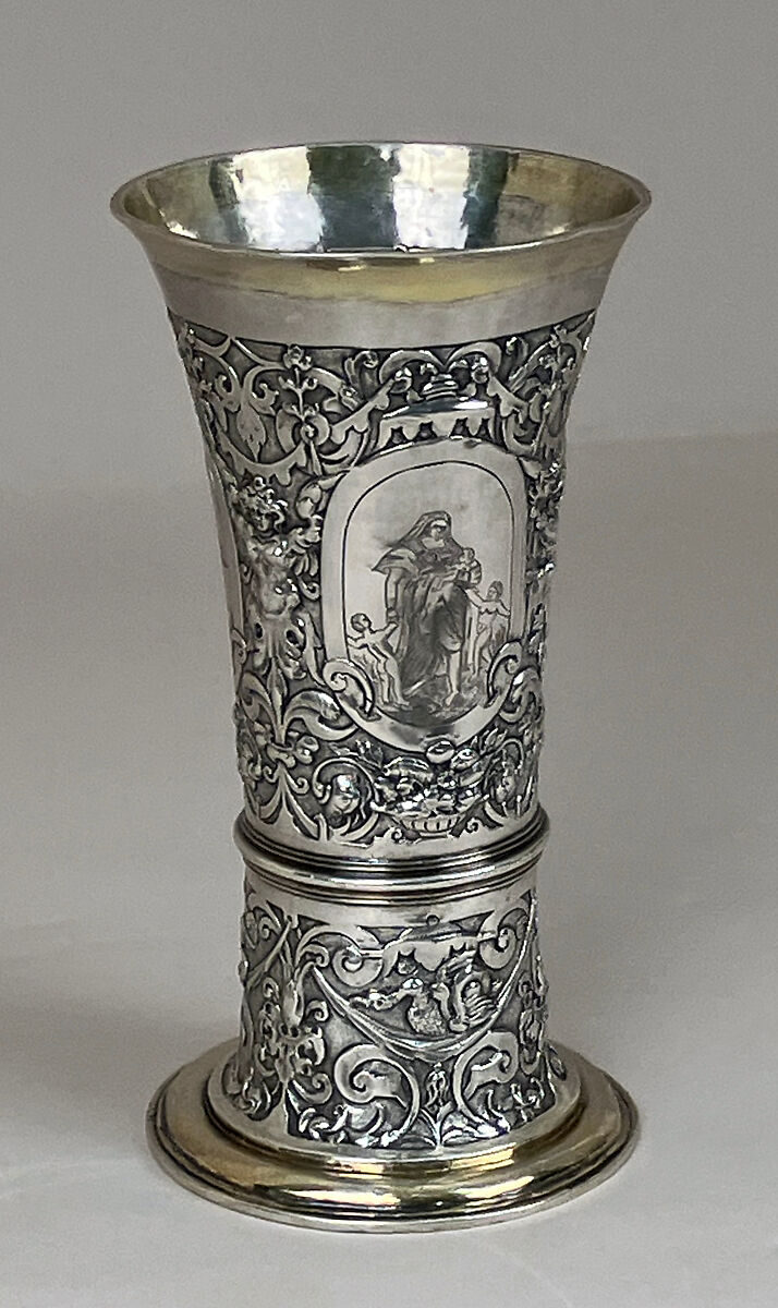 Footed beaker, Jeremias Jekel (master 1618, died 1667), Silver, partly gilded, Hungarian, Brassó